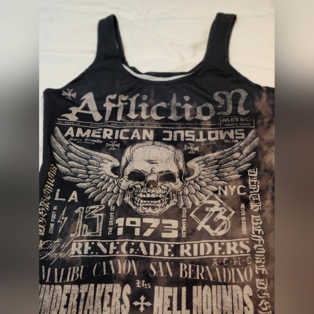 Affliction Bodycon Skull Dress Black/Gray Mini Dress